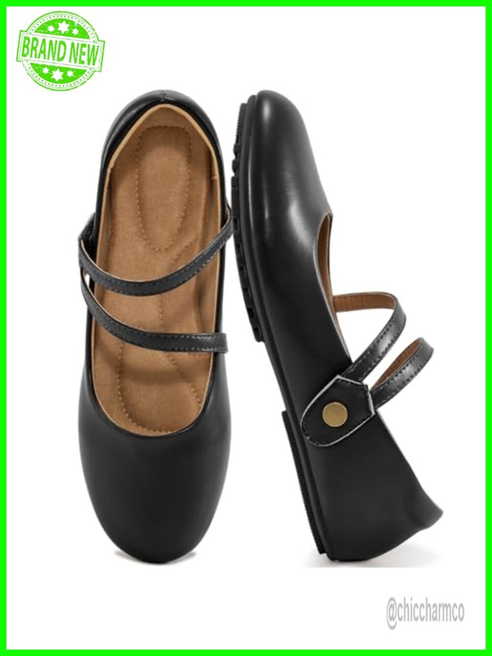 Mary Jane Flats Women Dressy Round Toe Ballet Flats Adjustable Straps Work